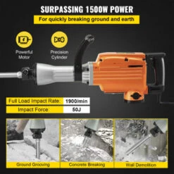 Piqueur Demolition Machine 1500w 50 Joules Acier Marteau Avec 2 Burins Marteau -Makitch Magasin 86893665 5