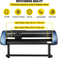 VEVOR Plotter De Decoupe Vinyle Traceur De Coupe 720 Mm Avec Logiciel SignMaster, Machine De Decoupe Vinyle Haute Precision Panneau Numerique LED Interface USB & COM Cinq Rouleaux Pour Tracer Decouper -Makitch Magasin 88257814 3