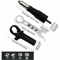 Adaptateur De Pistolet à Rivets, Pistolet à Riveter Électrique Avec Boîtier De Moulage En Aluminium Et Poignée Antidérapante Pour Perceuse Sans Fil Outil D'Insertion De Riveteuse Électrique -Makitch Magasin 88335625 2