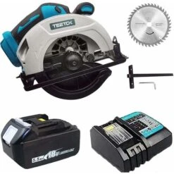 Scie Circulaire Sans Fil 18V, Scie Circulaire électrique Sans Balais Avec Lame De 165 Mm, Compatible Avec La Batterie Makita, Pour Couper Le Bois, Le Métal Et Le Plastique (1 Batterie Et 1 Chargeur)