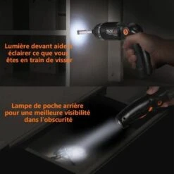 31 Pcs Tournevis Sans Fil Rechargeable TACKLIFE, 3.6 V, 4Nm Max, Réglage Du Couple 6+1, Lumière LED Avant Et Arrière - SDH13DC -Makitch Magasin 88959167 3