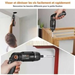 31 Pcs Tournevis Sans Fil Rechargeable TACKLIFE, 3.6 V, 4Nm Max, Réglage Du Couple 6+1, Lumière LED Avant Et Arrière - SDH13DC -Makitch Magasin 88959167 4
