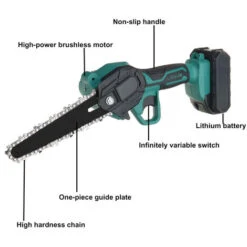 Tronconneuse Sans Fil De 6 Pouces Et 2xbatteries, Mini Tronconneuse à Batterie Rechargeable -Makitch Magasin 91994628 3