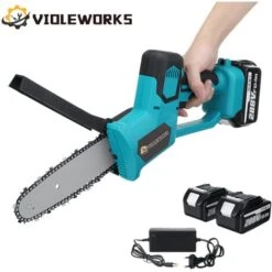 288V Tronconneuse à Batterie Sans Fil Avec 2xbatteries Portable Scie à Chaine électrique Jardin Logging