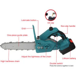 Tronconneuse à Batterie Scie à Chaine à Batterie élagueuse Sans Fil 10''18V Scie à Chaine Scie à Buche électrique 2 Batteries -Makitch Magasin 91997360 5