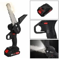 Tronconneuse à Batterie Scie à Chaine élagueuse Sans Fil MUSTOOL 6''18V Scie à Chaine Scie à Buche électrique 2 Batteries -Makitch Magasin 91997506 5