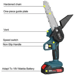 Scie à Chaine Tronconneuse à Batterie élagueuse Sans Fil 21V 6'' 10000rpm Scie à Bche électrique 1 Batterie 1 Chargeur Bleu -Makitch Magasin 92068393 5
