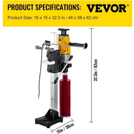 VEVOR Carotteuse A Diamant Diametre 160 Mm, Perceuse Au Diamant 1980 W A Eau, Carotteuse A Beton, Appareil De Forage Diamant Guidage Et Base En Aluminium, Foreuse Au Diamant Usage Double 4 VEVOR Carotteuse A Diamant Diametre 160 Mm, Perceuse Au Diamant 1980 W A Eau, Carotteuse A Beton, Appareil De Forage Diamant Guidage Et Base En Aluminium, Foreuse Au Diamant Usage Double – Image 2