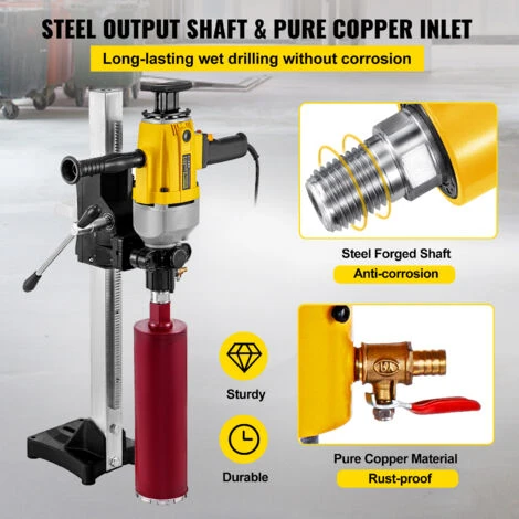 VEVOR Carotteuse A Diamant Diametre 160 Mm, Perceuse Au Diamant 1980 W A Eau, Carotteuse A Beton, Appareil De Forage Diamant Guidage Et Base En Aluminium, Foreuse Au Diamant Usage Double 7 VEVOR Carotteuse A Diamant Diametre 160 Mm, Perceuse Au Diamant 1980 W A Eau, Carotteuse A Beton, Appareil De Forage Diamant Guidage Et Base En Aluminium, Foreuse Au Diamant Usage Double – Image 5