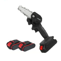 18V Scie à Chaine Tronconneuse à Batterie 4 Pouces Guide Portable électrique Sans Fil Avec 2 Batterie 2500mah Noir