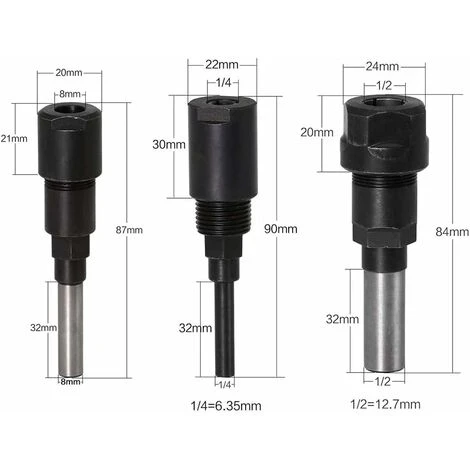 Accessoire Pour Graveur Et Outil De Précision 3Pcs Router Collet Extension Bit De Routeur Extension De Collet Et Rognage Découpage Machine De Gravure Extender Porte-mandrin De Travail Du Bois Fraise 1 5 Accessoire Pour Graveur Et Outil De Précision 3Pcs Router Collet Extension Bit De Routeur Extension De Collet Et Rognage Découpage Machine De Gravure Extender Porte-mandrin De Travail Du Bois Fraise 1 – Image 3