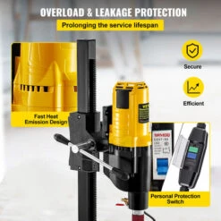 VEVOR Carotteuse A Diamant Diametre 305mm, Perceuse Au Diamant 4800W A Eau, Carotteuse A Beton Avec Roues, Appareil De Forage Diamant Guidage Et Base En Aluminium, Foreuse Au Diamant Poignee Carottier -Makitch Magasin 96446086 5